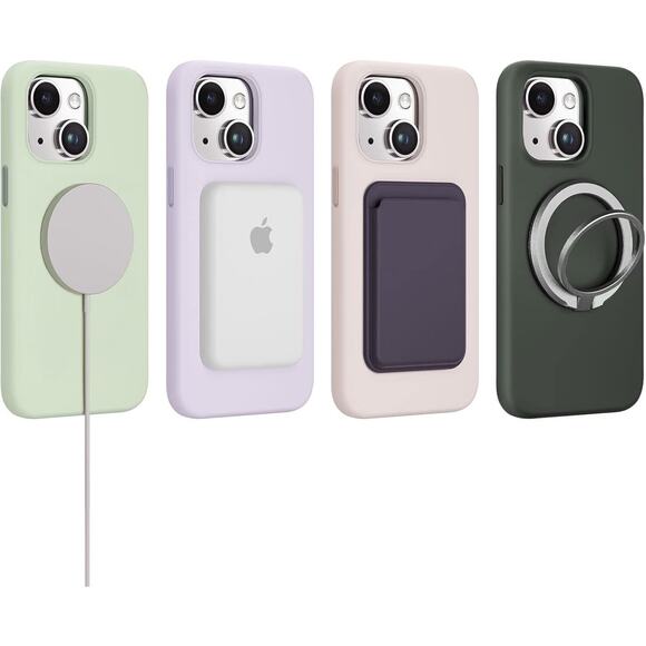 Mkeke Magnetic iPhone 14/13 Case Liquid Silicone Shockproof Protective Cover Blk - Picture 6 of 9